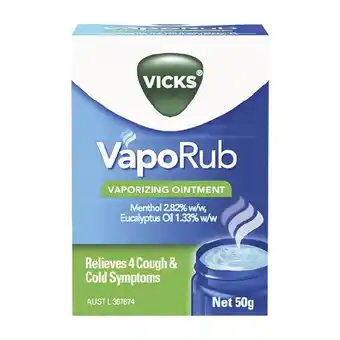 Woolworths Vicks Vaporub Decongestant Rub 50g offer