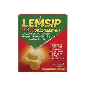 Woolworths Lemsip Max Cold & Flu Decongestant Hot Drink Pk 10 offer