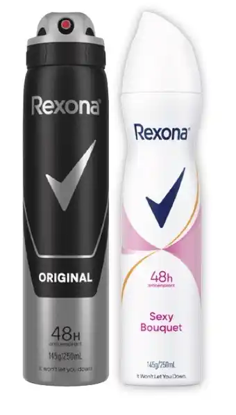 Coles Rexona Antiperspirant Aerosol Deodorant 250mL offer