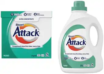 Coles Biozet Attack Regular Laundry Liquid 2 Litre or Powder 2kg offer