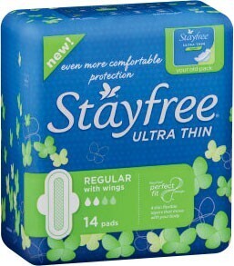Coles Stayfree Ultra Thin Regular Pads with Wings 14 Pack offer