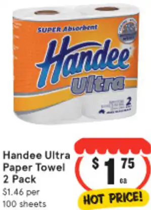 IGA Handee Ultra Paper Towel 2 Pack offer