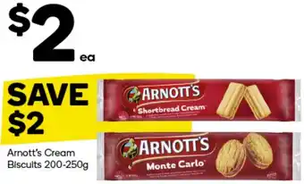 Woolworths Arnott's Cream Biscuits 200-250g offer