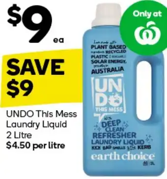 Woolworths UNDO This Mess Laundry Liquid 2 Litre offer