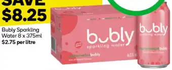 Woolworths Bubly Sparkling Water 8 x 375ml offer