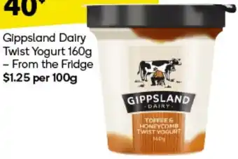 Woolworths Gippsland Dairy Twist Yogurt 160g offer