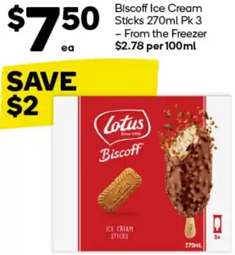 Woolworths Biscoff Ice Cream Sticks 270ml Pk 3 offer