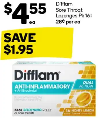 Woolworths Difflam Sore Throat Lozenges Pk 16 offer