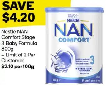 Woolworths Nestle NAN Comfort Stage 3 Baby Formula 800g offer