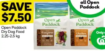 Woolworths Open Paddock Dry Dog Food 2.25-2.5 kg offer