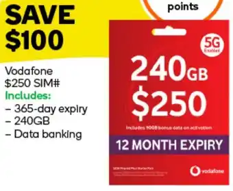 Woolworths Vodafone $250 SIM offer