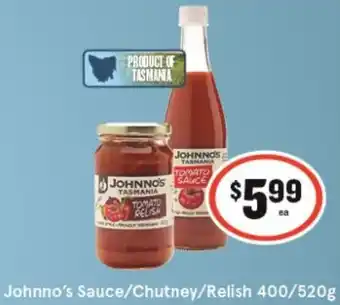 IGA Johnno's Sauce/Chutney/Relish 400/520g offer