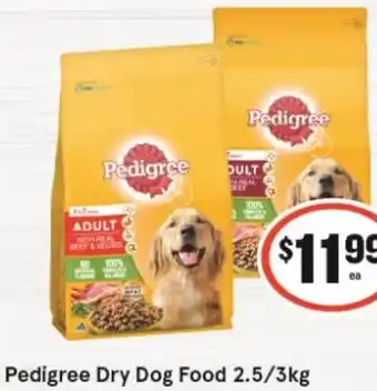 IGA Pedigree Dry Dog Food 2.5/3kg offer