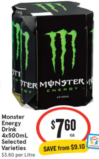 IGA Monster Energy Drink 4x500mL offer