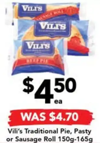 Drakes Vili's Traditional Pie, Pasty or Sausage Roll 150g-165g offer