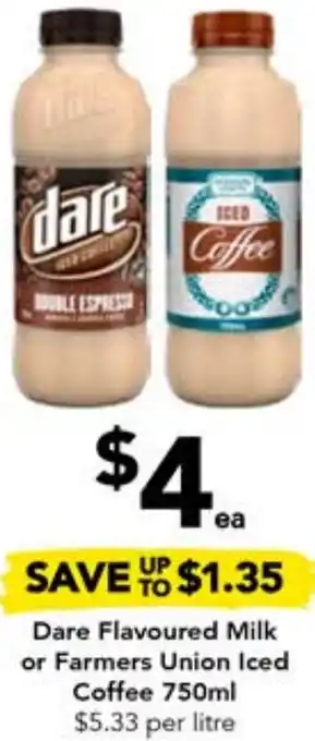 Drakes Dare Flavoured Milk or Farmers Union Iced Coffee 750ml offer