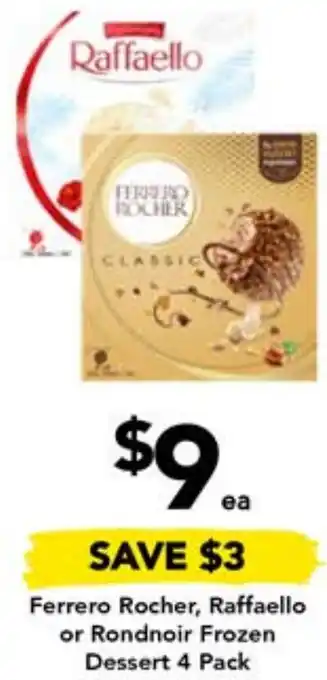 Ferrero Rocher, Raffaello or Rondnoir Frozen Dessert 4 Pack