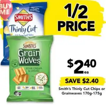 Drakes Smith's Thinly Cut Chips or Grainwaves 170g-175g offer