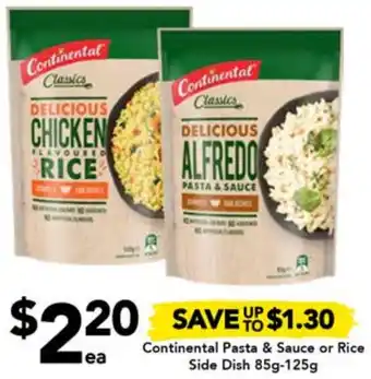 Drakes Continental Pasta & Sauce or Rice Side Dish 85g-125g offer