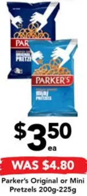 Drakes Parker's Original or Mini Pretzels 200g-225g offer