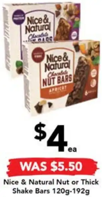 Drakes Nice & Natural Nut or Thick Shake Bars 120g-192g offer