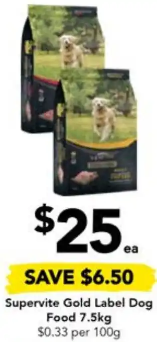 Drakes Supervite Gold Label Dog Food 7.5kg offer