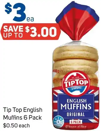 Foodland Tip Top English Muffins 6 Pack offer