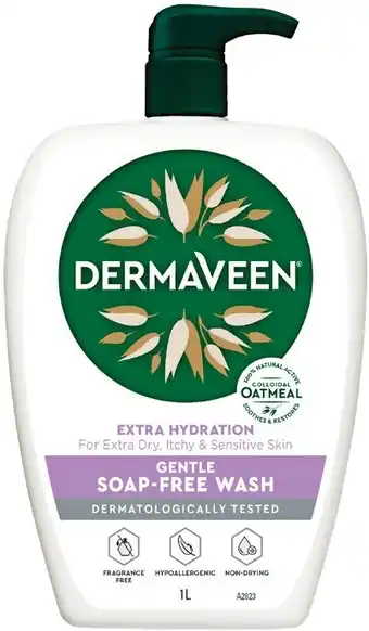 Soul Pattinson Chemist DermaVeen Extra Hydration Gentle Soap-Free Wash 1L offer