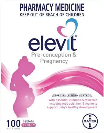 Pharmacy Best Buys Elevit Pre-conception & Pregnancy 100 Tablets offer