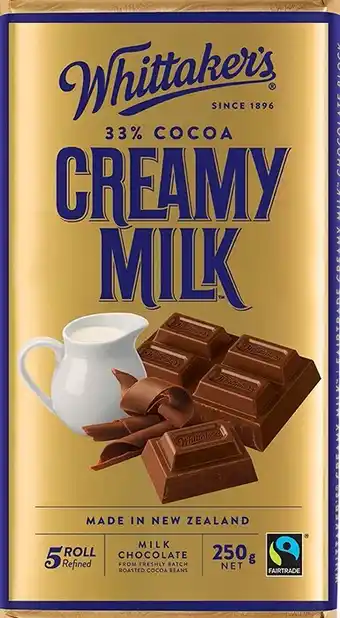 BIG W Whittaker's Creamy Milk Family Block 250g offer