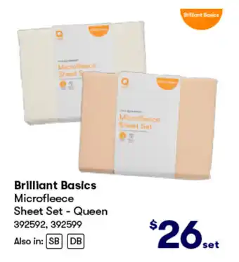 BIG W Brilliant Basics Microfleece Sheet Set - Queen offer