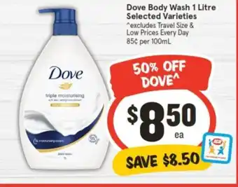 IGA Dove Body Wash 1 Litre offer