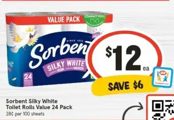 IGA Sorbent Silky White Toilet Rolls Value 24 Pack offer