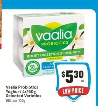 IGA Vaalia Probiotics Yoghurt 4x150g offer