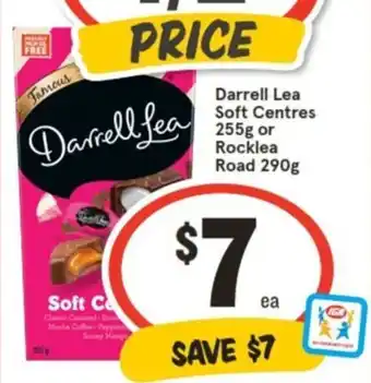 IGA Darrell Lea Soft Centres 255g or Rocklea Road 290g offer