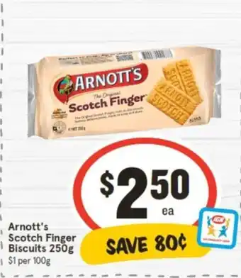 IGA Arnott's Scotch Finger Biscuits 250g offer