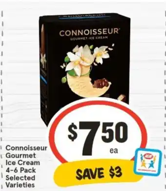 IGA Connoisseur Gourmet Ice Cream 4-6 Pack offer