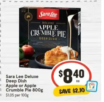 IGA Sara Lee Deluxe Deep Dish Apple or Apple Crumble Pie 800g offer