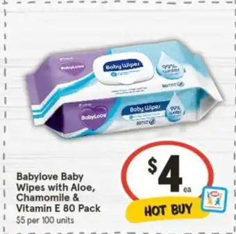 IGA Babylove Baby Wipes with Aloe, Chamomile & Vitamin E 80 Pack offer