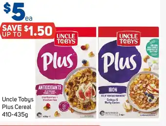 Foodland Uncle Tobys Plus Cereal 410 - 435g offer