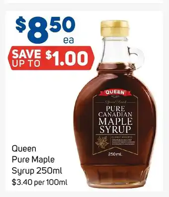 Foodland Queen Pure Maple Syrup 250mL offer