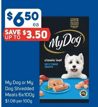 Foodland My Dog or My Dog Shredded Meals 6x100g offer