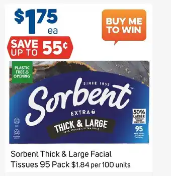 Foodland Sorbent Thick & Large Facial Tissues 95 Pack offer