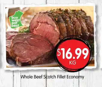 Spudshed Whole Beef Scotch Fillet Economy offer