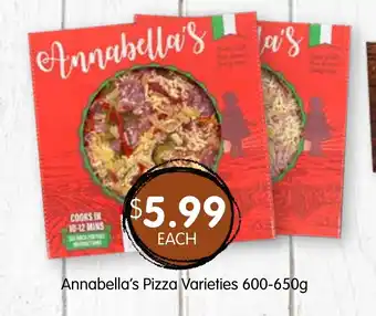 Spudshed Annabella's Pizza Varieties 600-650g offer