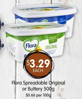 Spudshed Flora Spreadable Original or Buttery 500g offer