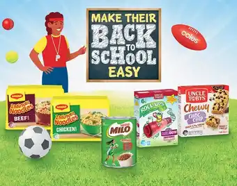 Coles Uncle Tobys Muesli Bars 185g or Roll Ups 94g, Nestlé Milo 200g or Maggi 2 Minute Noodles 5 Pack 335g-370g offer