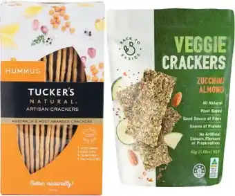 Coles Tuckers Gourmet Artisan Crackers 100g or Back to Basics Crackers 45g offer