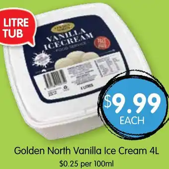 Spudshed Golden North Vanilla Ice Cream 4L offer