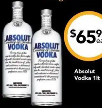 Drakes Absolut Vodka 1lt offer